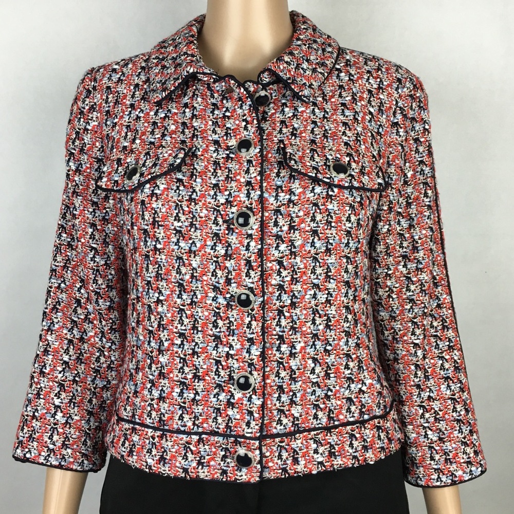 St. John Couture Knit Wool Metallic Boucle Blazer